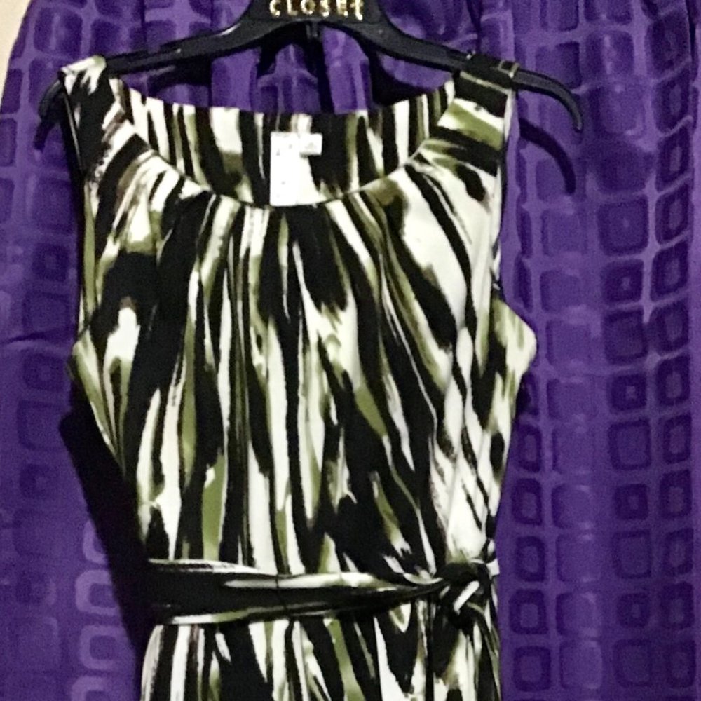 belted , printed, sleeveless, Midi ,Dress